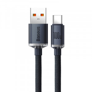 Cablu de date rapid Baseus Crystal Shine USB la USB-C, 100W, 1.2 m (negru) CAJY000401 - Img 6