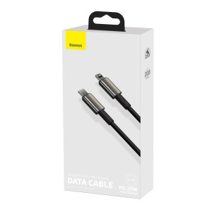 Cablu Incarcare Rapida Baseus Tungsten Gold USB-C la Lightning PD 20W 2m (negru) CATLWJ-A01