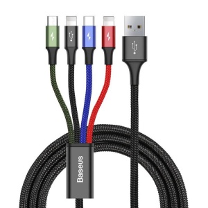 Cablu Incarcare Rapid USB BASEUS 4in1 USB-C / 2x Lightning / Micro 3.5A 1.2m - Negru CA1T4-A01