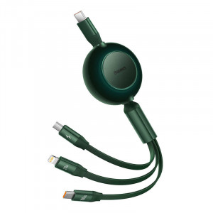 Cablu de date rapid USB-C BASEUS Bright Mirror 4 3in1 USB-C / Lightning / Micro 100W / 3.5A 1.1m - Verde CAMJ010206 - Img 5