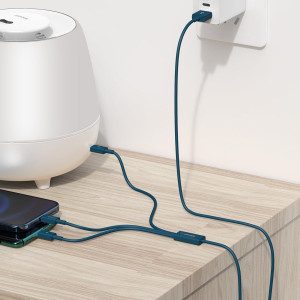 Cablu Incarcare USB 3in1 Baseus Superior Series, USB la micro USB / USB-C / Lightning, 3.5 A, 1.2 m (albastru) CAMLTYS-03