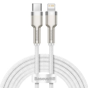Cablu Incarcare Rapid USB-C la Lightning Baseus Cafule, PD, 20W, 2m (Alb) CATLJK-B02