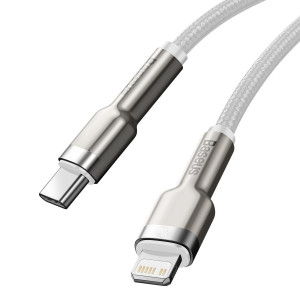 Cablu Incarcare Rapid USB-C la Lightning Baseus Cafule, PD, 20W, 2m (Alb) CATLJK-B02