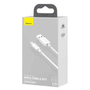 Cablu de date USB la Lightning BASEUS Simple Wisdom 2.4A 1.5m set 2buc (Alb) TZCALZJ-02 - Img 8