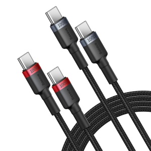 Cablu Incarcare Rapida USB-C la USB-C Baseus Cafule 100W 2buc (Rosu/Negru + Negru/Gri) 2buc