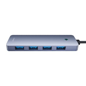 Hub 4 in 1 Baseus UltraJoy Lite 100 cm USB-A la 4x USB 3.0 + USB-C 5V (gri)