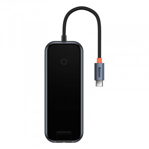 Hub 5in1 seria Baseus AcmeJoy USB-C la 2xUSB 3.0 + USB 2.0 + USB-C PD + RJ45 (gri inchis) WKJZ010113 - Img 1