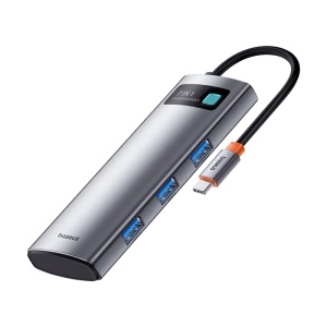 Hub 7in1 Baseus Gleam USB-C la 1x HDMI 4K 60Hz + 3x USB3.0 + 1x PD + 1x SD/TF (Gri) B00030708811-00