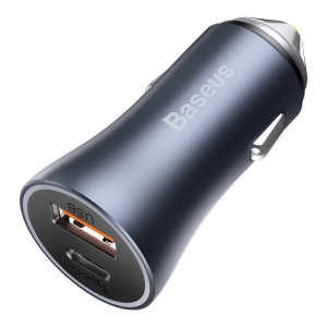Incarcator auto Baseus Golden Contactor Pro, USB + USB-C, QC4.0+, PD, SCP, 40W (gri) CCJD-0G - Img 2