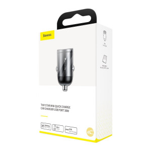 Incarcator Auto Baseus Tiny Star Mini Incarcare Rapida Port USB 30W Gri VCHX-A0G