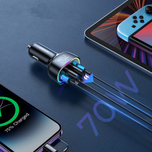 Incarcator Auto Rapid Joyroom JR-CL29 2x USB + 2x USB-C 70W (Negru)