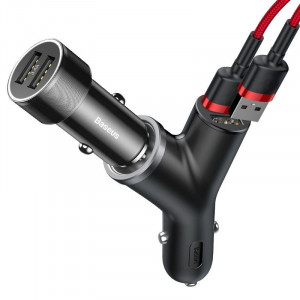 Incarcator auto rapid BASEUS Circular tip Y, bricheta auto, 2x USB, 30W QC3.0 (negru) CCALL-YX01 - Img 4