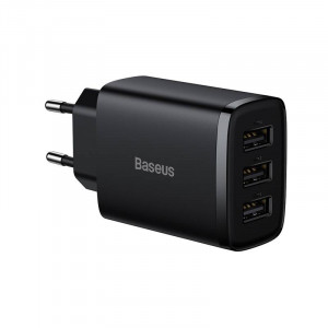 Incarcator Telefon Rapid Compact Baseus, 3x USB, 17W (Negru) CCXJ020101