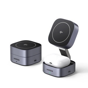 Incarcator Wireless Magnetic 3in1 Ugreen W702 MagSafe / Qi2 USB-C 20W (Negru)