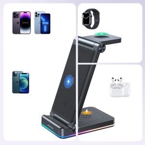 Incarcator Wireless Pliabil 3 in 1 Joyroom JR-WQN01 15W (negru)