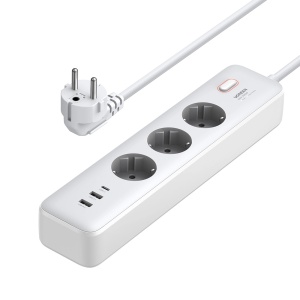 Prelungitor Electric Multiplu cu Comutator 3680W Ugreen CD286 3x AC 2x USB-A 1x USB-C 30W (Alb)