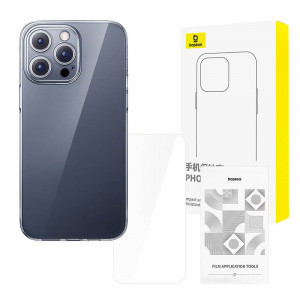 Set Husa transparenta Baseus iPhone 15 ProMax + sticla securizata P60115400201-03 - Img 1