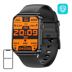Smartwatch Ceas Inteligent Bluetooth 5.1 Blitzwolf BW-HL6 Ecran Tactil 1.85 Inch IP67 (Silicon Negru)