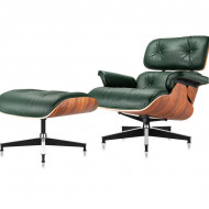 Fotoliu Eames Lounge cu Otoman Furnir Nuc Piele Verde Limited Edition