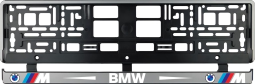Set 2 bucati, suport numar inmatriculare argintiu BMW MPower