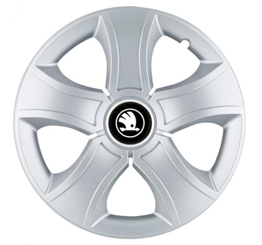Set 4 Capace Roti Bis Gri R15, pentru Skoda Alb Negru