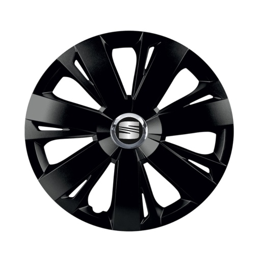 Set 4 capace roti Negre Cu Inel Cromat Energy R15 pentru gama auto Seat