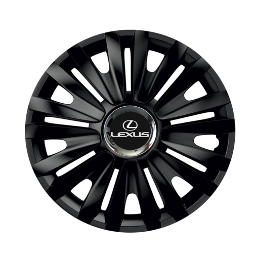 Set 4 capace roti Negre Cu Inel Cromat Royal R15 pentru gama auto Lexus