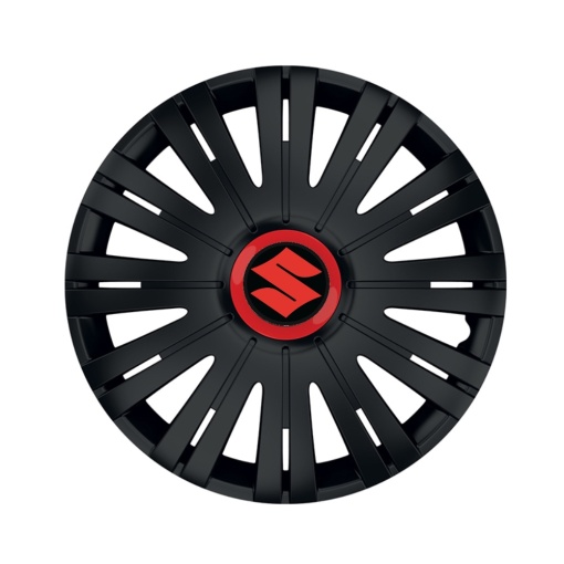Set 4 capace roti Negre Cu Inel Rosu Active R15 pentru gama auto Suzuki