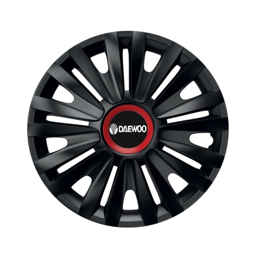 Set 4 capace roti Negre Cu Inel Rosu Royal R16 pentru gama auto Daewoo