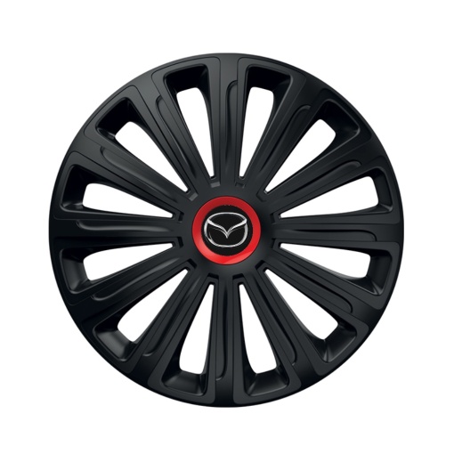 Set 4 capace roti Negre Cu Inel Rosu Trend R16 pentru gama auto Mazda