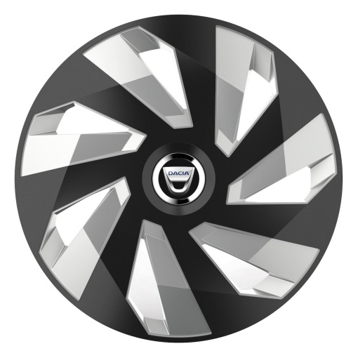 Set 4 Capace Roti, potrivite jantelor de R16, pentru Dacia, model vector black and silver