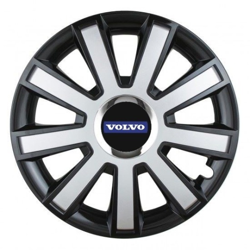 Set 4 capace roti Silver/black cu inel cromat R14 pentru gama auto Volvo