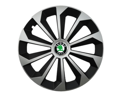 Set 4 capace roti Fame Gri-Negru cu inel R14, pentru gama auto Skoda