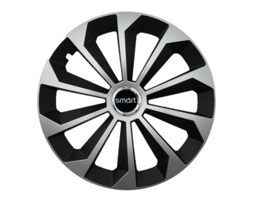 Set 4 capace roti Fame Gri-Negru cu inel R15, pentru gama auto Smart