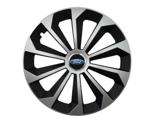 Set 4 capace roti Fame Gri-Negru cu inel R16, pentru gama auto Ford