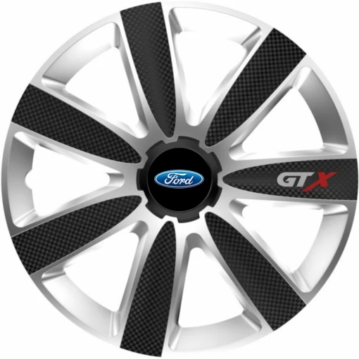 Set 4 Capace Roti GTX Carbon Gri-Negru R15, Compatibil Cu Ford