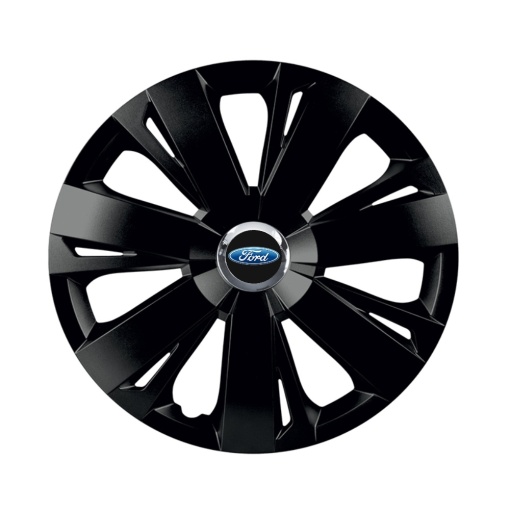Set 4 capace roti Negre Cu Inel Cromat Energy R15 pentru gama auto Ford