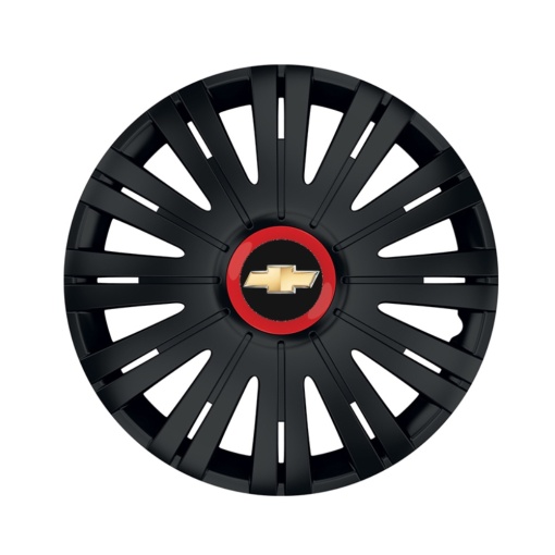 Set 4 capace roti Negre Cu Inel Rosu Active R16 pentru gama auto Chevrolet
