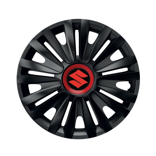 Set 4 capace roti Negre Cu Inel Rosu Royal R14 pentru gama auto Suzuki