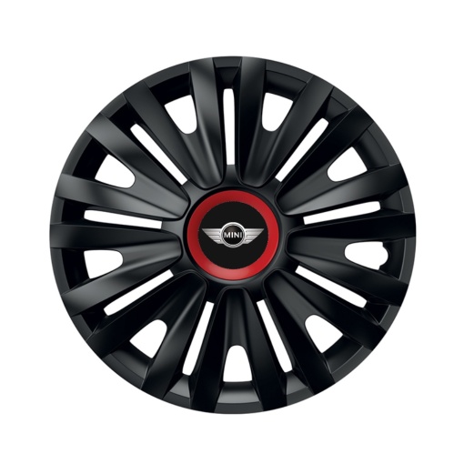 Set 4 capace roti Negre Cu Inel Rosu Royal R15 pentru gama auto Mini