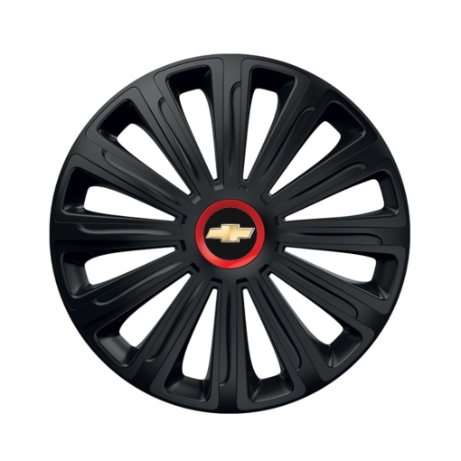Set 4 capace roti Negre Cu Inel Rosu Trend R15 pentru gama auto Chevrolet