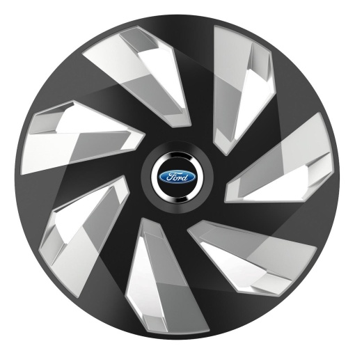 Set 4 Capace Roti, potrivite jantelor de R16, pentru Ford, model vector black and silver
