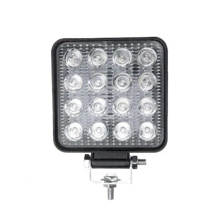 Set 4X Proiectore LED Auto, Offroad, 48W, 12V-24V, 1800 Lumeni, Patrat, Spot Beam 30°