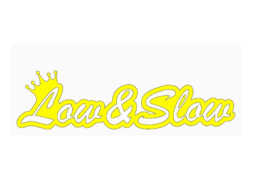 Sticker auto "low and slow" 15x5 cm, galben