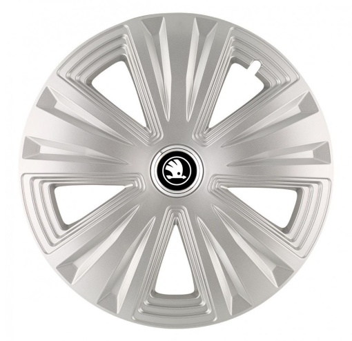 Set 4 Capace Roti Autohelix MSA® potrivite jantelor de 14 inch, pentru Skoda Nou Alb-Negru, model Luna Crom