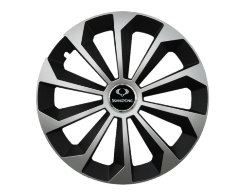 Set 4 capace roti Fame Gri-Negru cu inel R15, pentru gama auto SsangYong