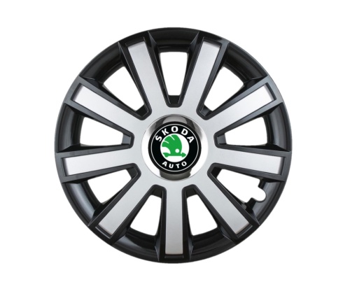 Set 4 capace roti Flash Gri-Negru R16 pentru gama auto Skoda