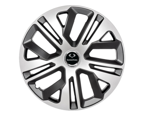 Set 4 capace roti, model Raven Gri-Negru R14, Compatibile cu SsangYong