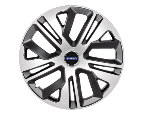 Set 4 capace roti, model Raven Gri-Negru R16, Compatibile cu Volvo