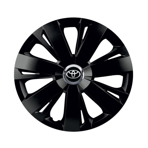 Set 4 capace roti Negre Cu Inel Cromat Energy R15 pentru gama auto Toyota